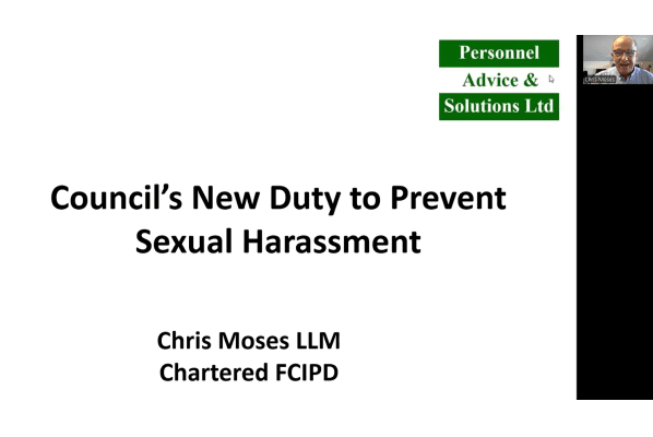 New duty for ALL councils - FREE webinar now available to brief on statutory requirements regarding Sexual Harassment